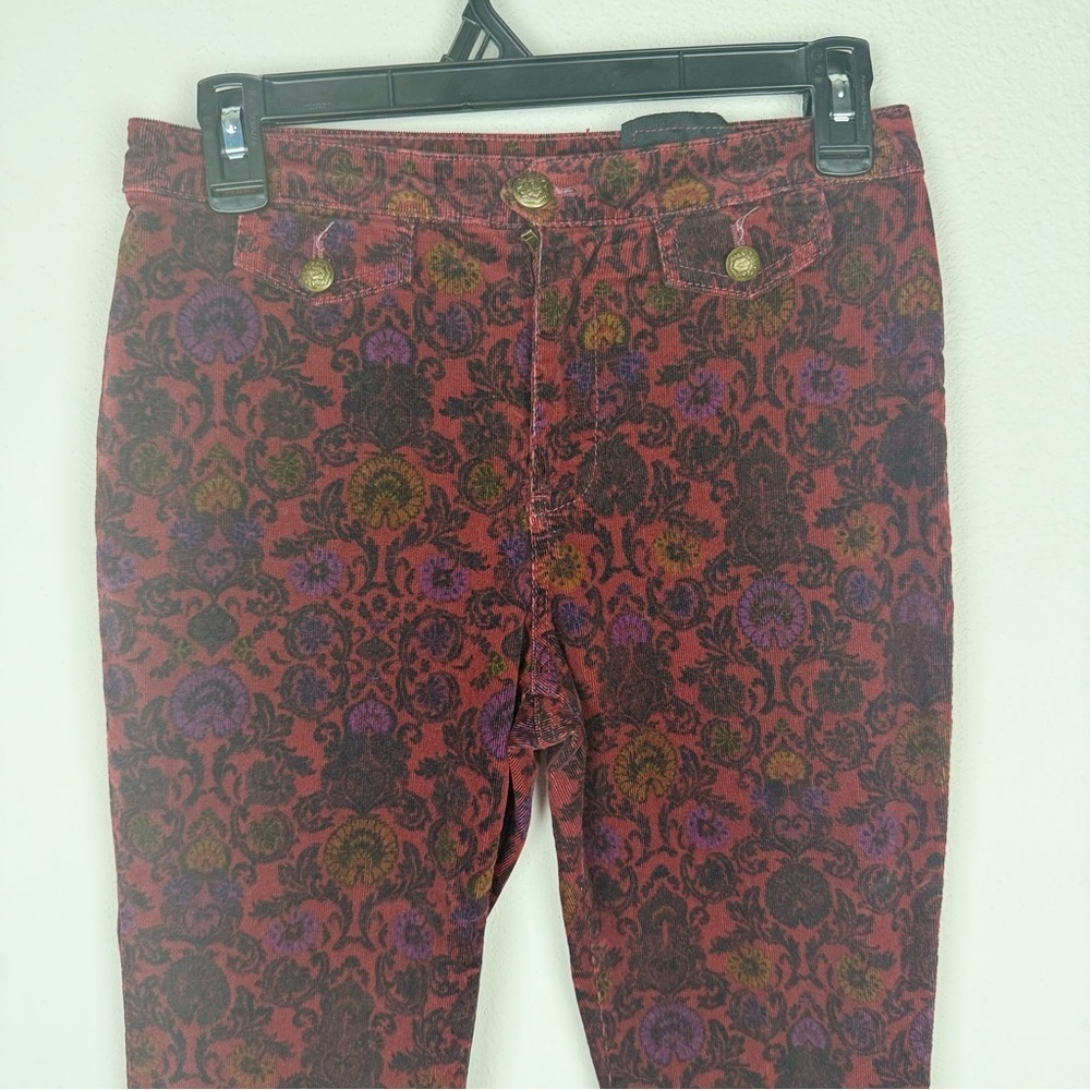 NWOT Free People Brocade Crop Flare Pants Red Multicolor Size 2 - Picture 5 of 12